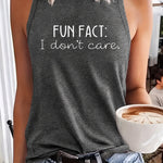 Vintage Distressed Letter Print Crew Neck Tank Top