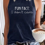Vintage Distressed Letter Print Crew Neck Tank Top
