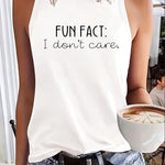 Vintage Distressed Letter Print Crew Neck Tank Top