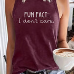Vintage Distressed Letter Print Crew Neck Tank Top