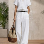 Urban Casual 100% Cotton Wide Leg Pants Matching Set