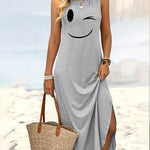 Relaxed Fit Graphic Print Cotton Tank Dress