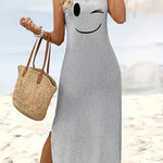 Relaxed Fit Graphic Print Cotton Tank Dress