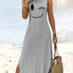 Relaxed Fit Graphic Print Cotton Tank Dress