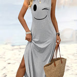 Relaxed Fit Graphic Print Cotton Tank Dress