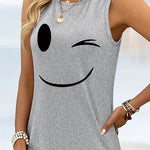 Relaxed Fit Graphic Print Cotton Tank Dress