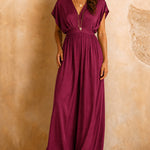 Summer Elegant V-Neck Ruffle Waist Satin Dress