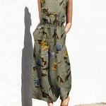 Printed Elastic Waist Jumpsuit
