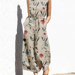 Printed Wide Leg Long Jumpsuit