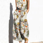 Printed Elastic Waist Jumpsuit