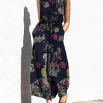 Printed Elastic Waist Jumpsuit