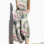 Printed Wide Leg Long Jumpsuit