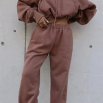Two Piece Outfits Casual Lounge Sets Hoodied Pullover with Drawstring Tracksuit Sweatsuit