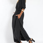 V-neck Short-sleeved Loose Solid Color Caftan Dress