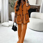 Edge Decorated Jacket & Casual Pants Two-piece Sets