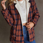 Vintage 70s Orange and Black Plaid Plush Jacket