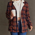 Vintage 70s Orange and Black Plaid Plush Jacket