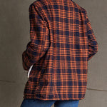 Vintage 70s Orange and Black Plaid Plush Jacket