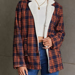 Vintage 70s Orange and Black Plaid Plush Jacket