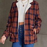Vintage 70s Orange and Black Plaid Plush Jacket
