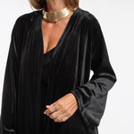Nadorine Women's Black Stretch Knit Frock Cardigans Coat