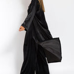 Nadorine Women's Black Stretch Knit Frock Cardigans Coat