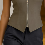 Refined Collared Zip-through Vest Top
