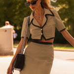 Nadorine Elegant Cropped Shirt Skirt Matching Set for Women Casual Summer Going Out 2026 | Under $25