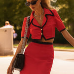 Nadorine Elegant Cropped Shirt Skirt Matching Set for Women Casual Summer Going Out 2026 | Under $25