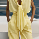 Nadorine Chic Bow Front Sleeveless Shirt Shorts Set