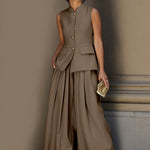 Effortlessly Chic Vest Wide Leg Pants Set