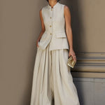 Effortlessly Chic Vest Wide Leg Pants Set