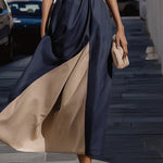 Sophisticated Contrast Color Maxi Dress