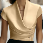 Elegant Silky Drape Front Top