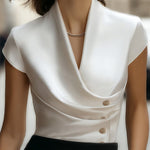 Elegant Silky Drape Front Top
