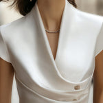 Elegant Silky Drape Front Top