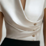 Elegant Silky Drape Front Top