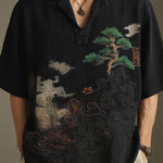 KZZ Short-Sleeve Polo Shirt with Landscape Pattern