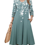 Casual V-Neck A Line Flowy Eyelet Midi Dress (US Only)