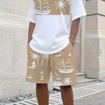 KZZ Men's Short-Sleeve Shirt and Shorts Set