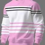 KZZ Men's Simple Striped Classic Long-Sleeve Sweatshirt