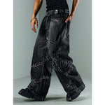 KZZ American Retro 3D Bone Embroidery Washed Jeans