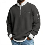 KZZ Men's stand-up collar color-blocked zip-up long-sleeved sweatshirt