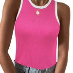Nadorine Tank Top Crowl Neck Ribbed Knit Shirts