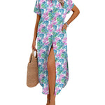 Summer Casual Button Down Long Shirt Dress with Pockets (US Only)