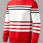 KZZ Men's Simple Striped Classic Long-Sleeve Sweatshirt