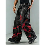 KZZ American Retro 3D Bone Embroidery Washed Jeans