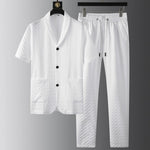 KZZ Short-sleeve polo shirt paired with solid-colored trousers