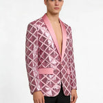 KZZ Men's Solid-Color Slim-Fit Sequin Blazer
