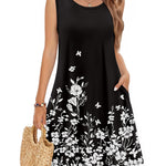 Nadorine Women's Casual Floral Sleeveless Sundress with Pockets (US Only)